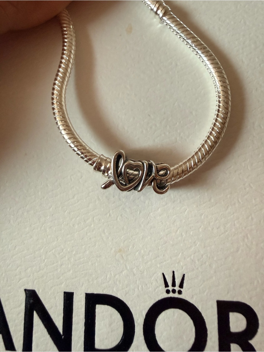 Pandora Silver 'Love' Script Charm